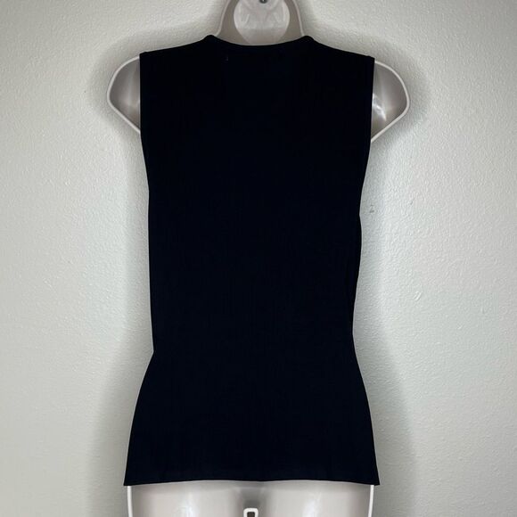 Lucia Burns Sequined Beaded Black Floral Sleeveless Sweater Top Women Size Small - Picture 5 of 15